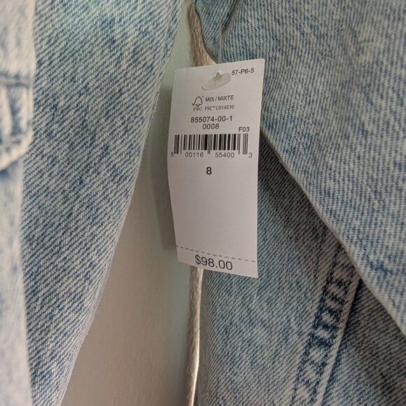 NWT GAP Stonewashed Denim Jumpsuit Belted Long Sleeve Light Jean Women's Size‎ 8 - Picture 15 of 16